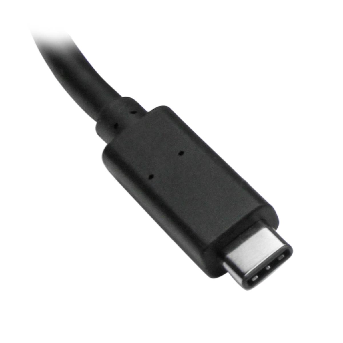 STARTECH.COM Hub Plus 3-port USB 3.0 Gigabit Ethernet - USB-C - Includes Power Adapter Black