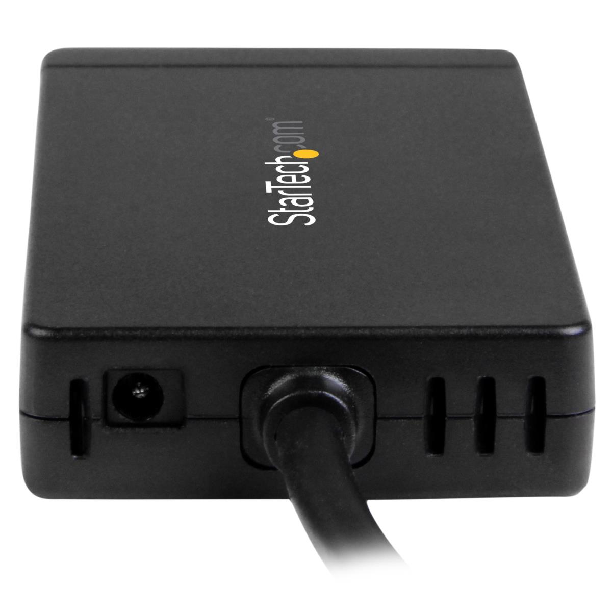 STARTECH.COM Hub Plus 3-port USB 3.0 Gigabit Ethernet - USB-C - Includes Power Adapter Black
