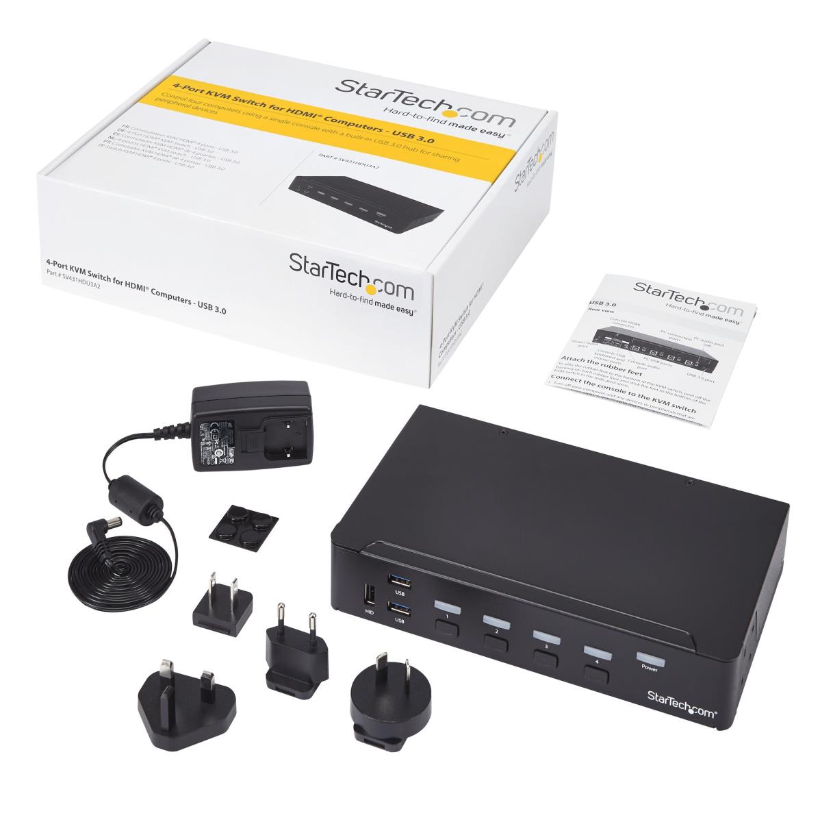 STARTECH.COM KVM Switch Hdmi - 4-port KVM Built-in USB 3.0 Hub-1080p