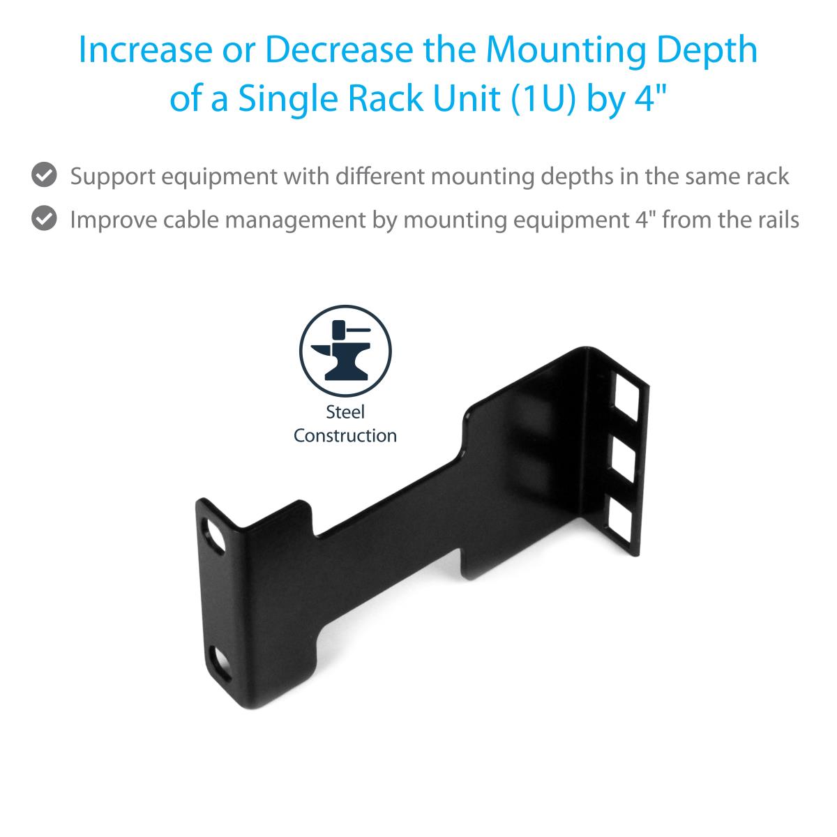 STARTECH.COM Rack Extender - 1u Rack Rack Depth Adapter Brackets-1u
