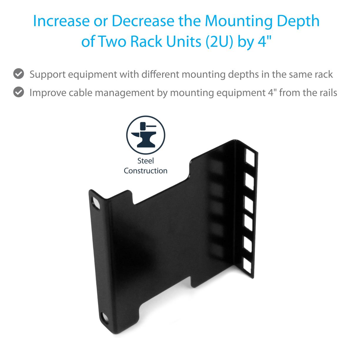 STARTECH.COM Rack Extender - 2u Rack Rack Depth Adapter Brackets-2u