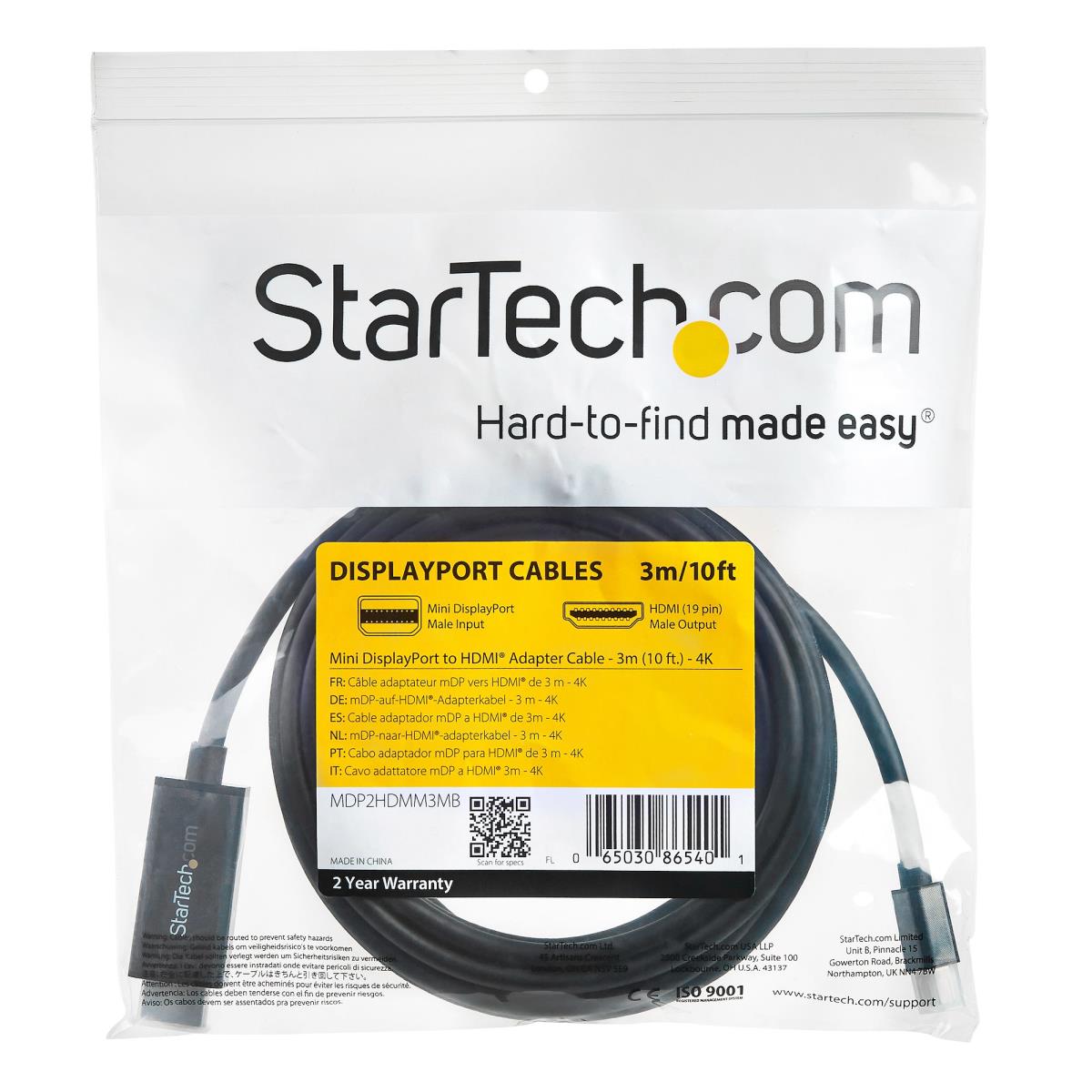 STARTECH.COM Mini DisplayPort To Hdmi Converter Cable 4k 3m