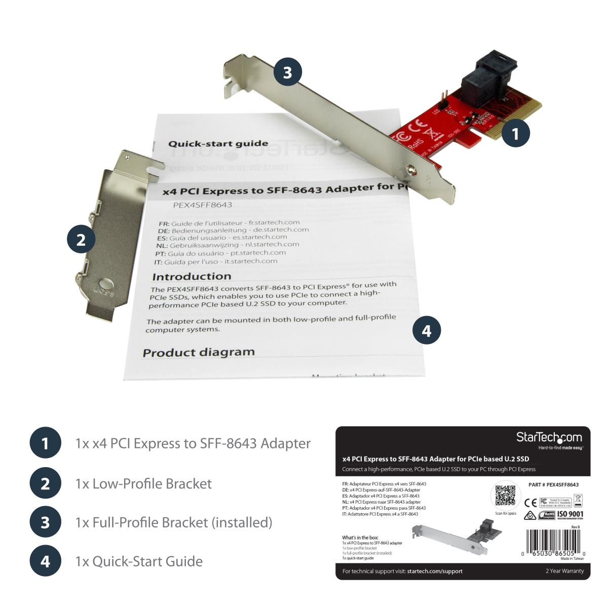 STARTECH.COM X4 Pci-e To Sff-8643 Adapter For Pci-e Nvme U.2 SSD