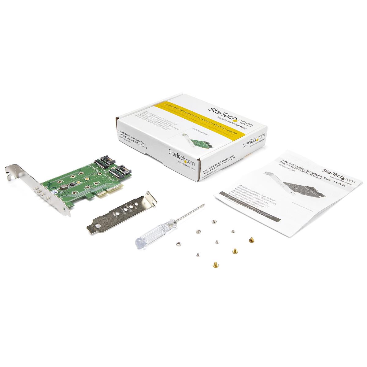 STARTECH.COM M.2 SSD (ngff) Adapter Card 3-port - 1 X Pci-e (nvme) M.2, 2 X SATA III M.2 - Pci-e 3.0