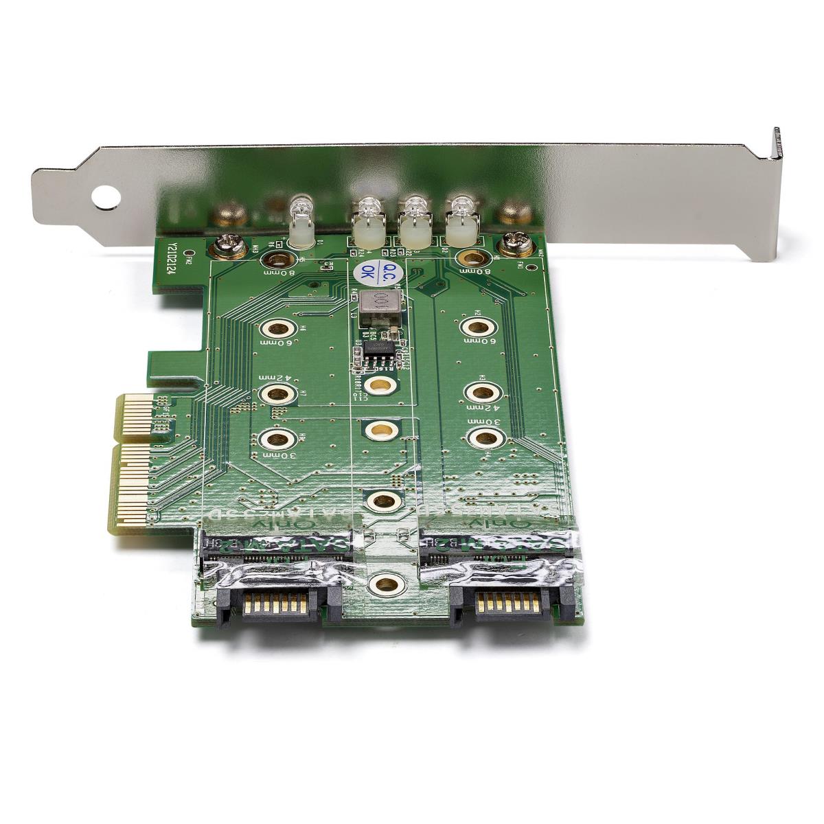 STARTECH.COM M.2 SSD (ngff) Adapter Card 3-port - 1 X Pci-e (nvme) M.2, 2 X SATA III M.2 - Pci-e 3.0