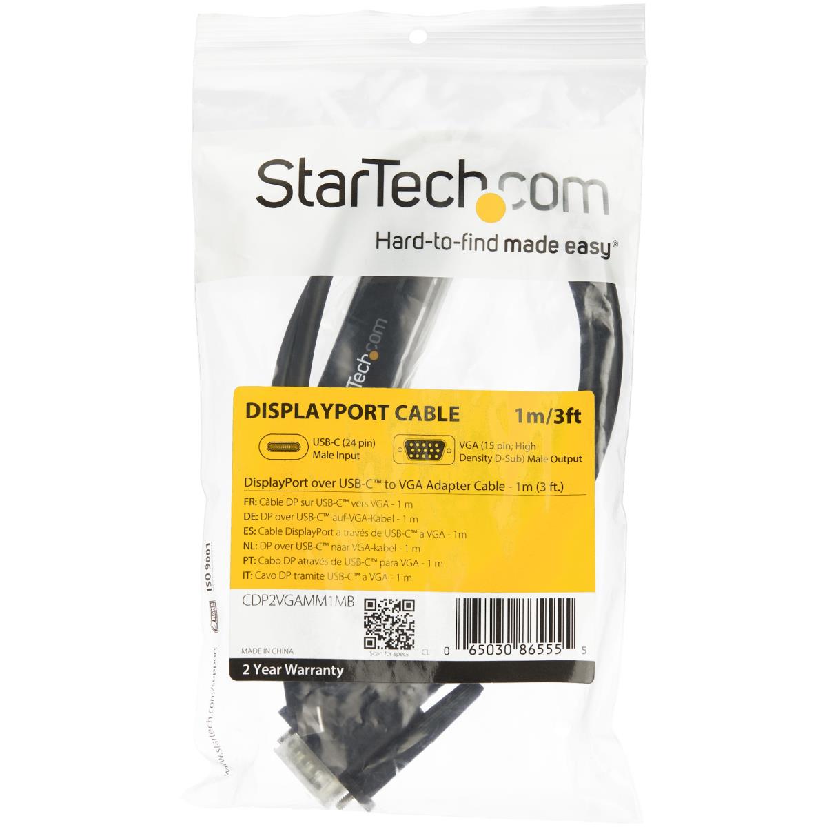 STARTECH.COM USB Type-c To Vga Adapter Cable-USB-c To Vga-1920x1200 1m