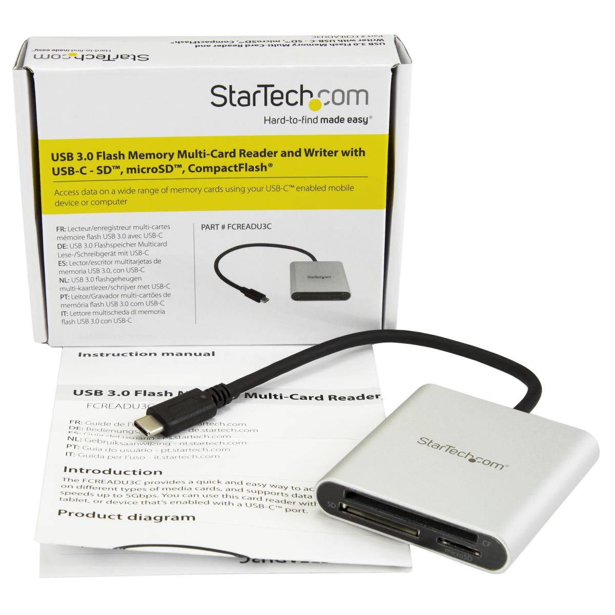 STARTECH.COM Flash Memory Multi-card Reader / Writer USB 3.0 With USB-c - Sd, Microsd, Compactflash