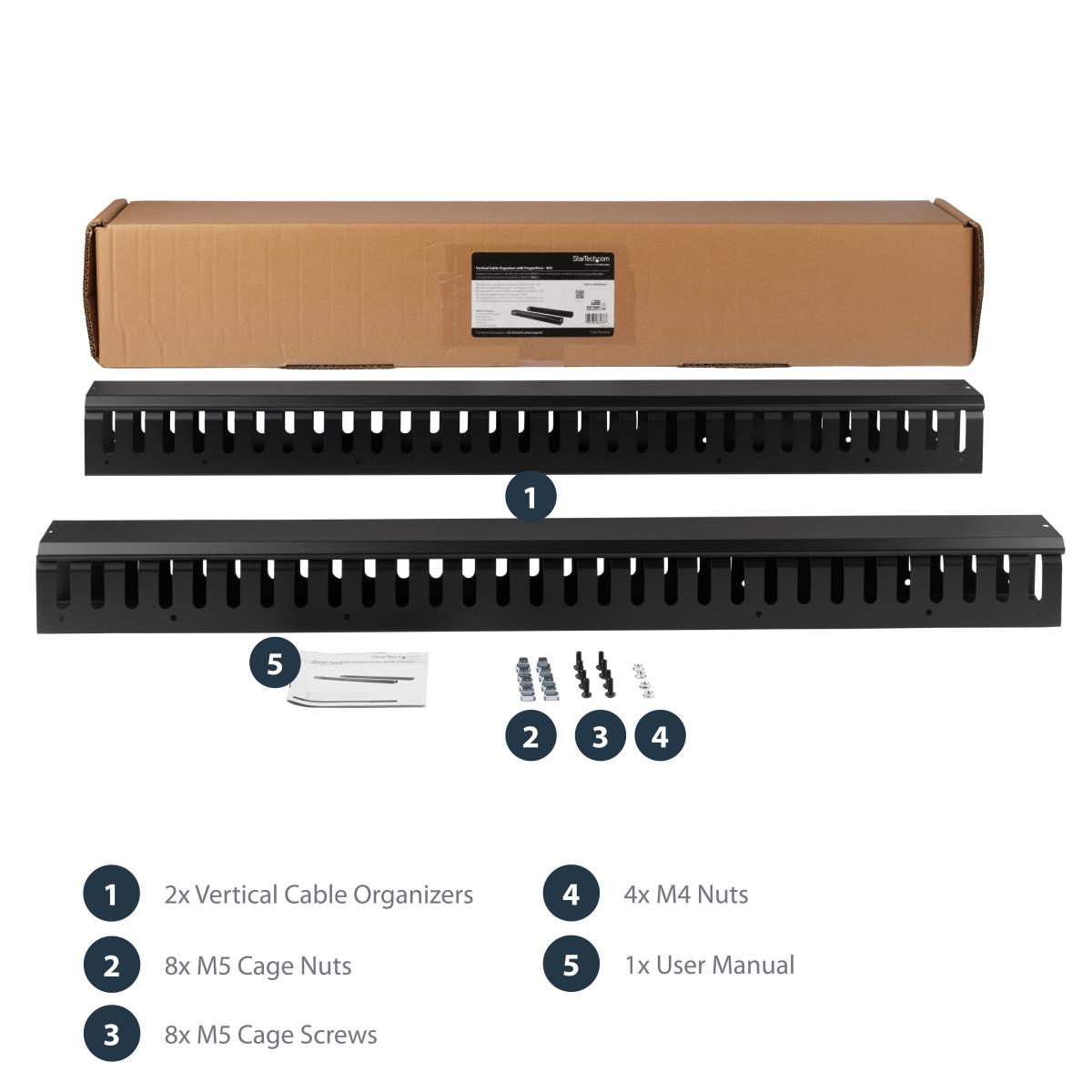 STARTECH.COM Vertical Cable Organizer With Finger Ducts - 0u - 6 Ft