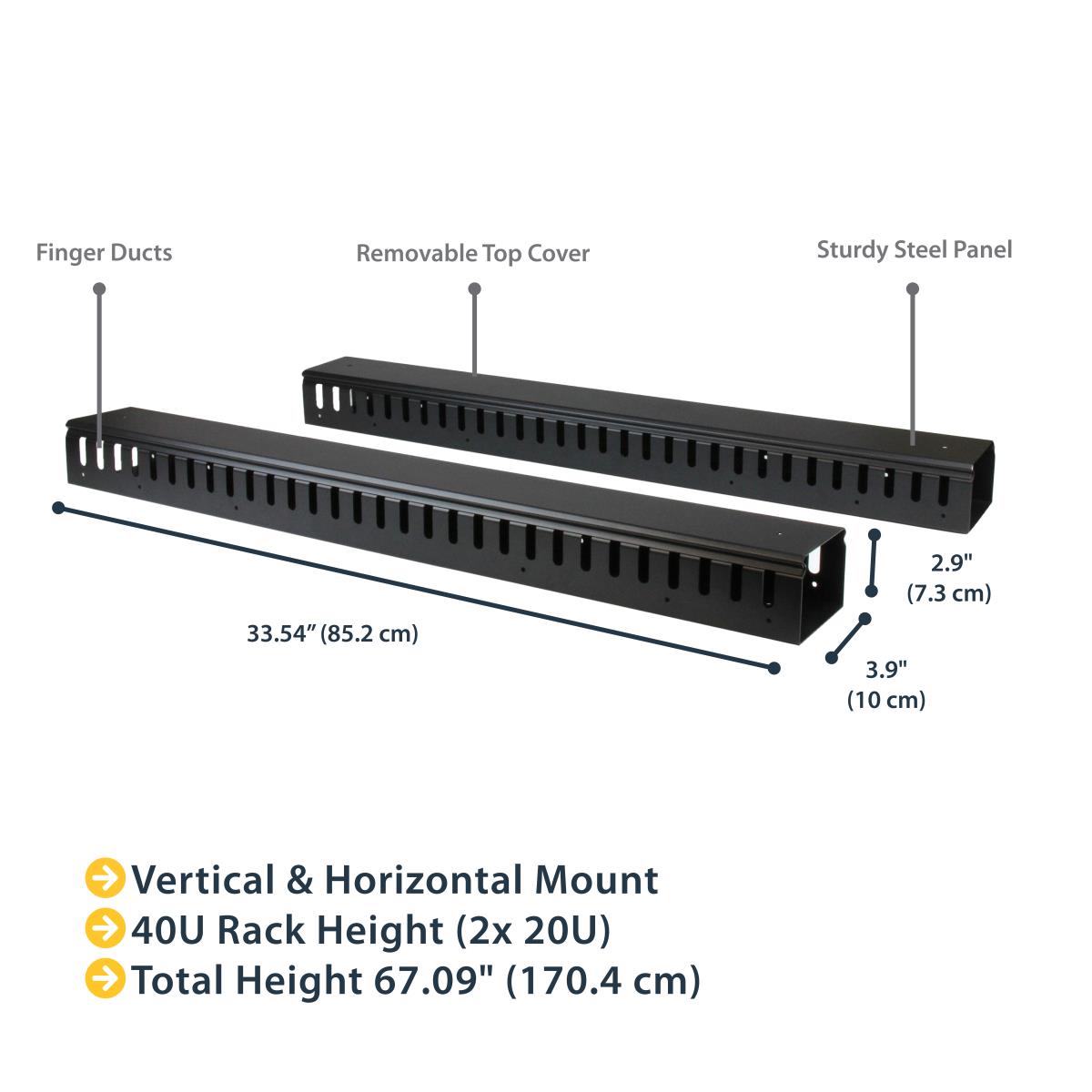STARTECH.COM Vertical Cable Organizer With Finger Ducts - 0u - 6 Ft