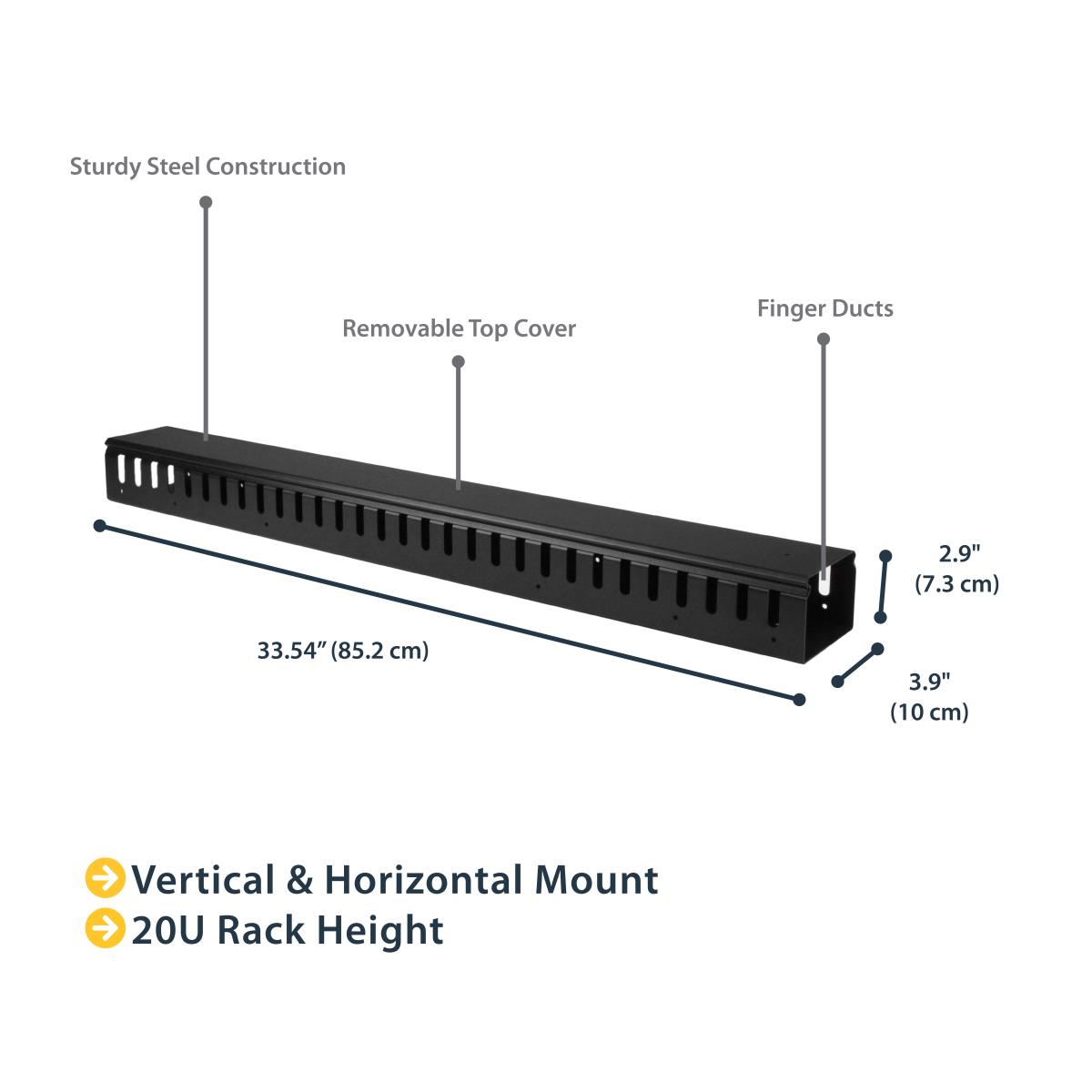 STARTECH.COM Vertical Cable Organizer With Finger Ducts - 0u - 3ft