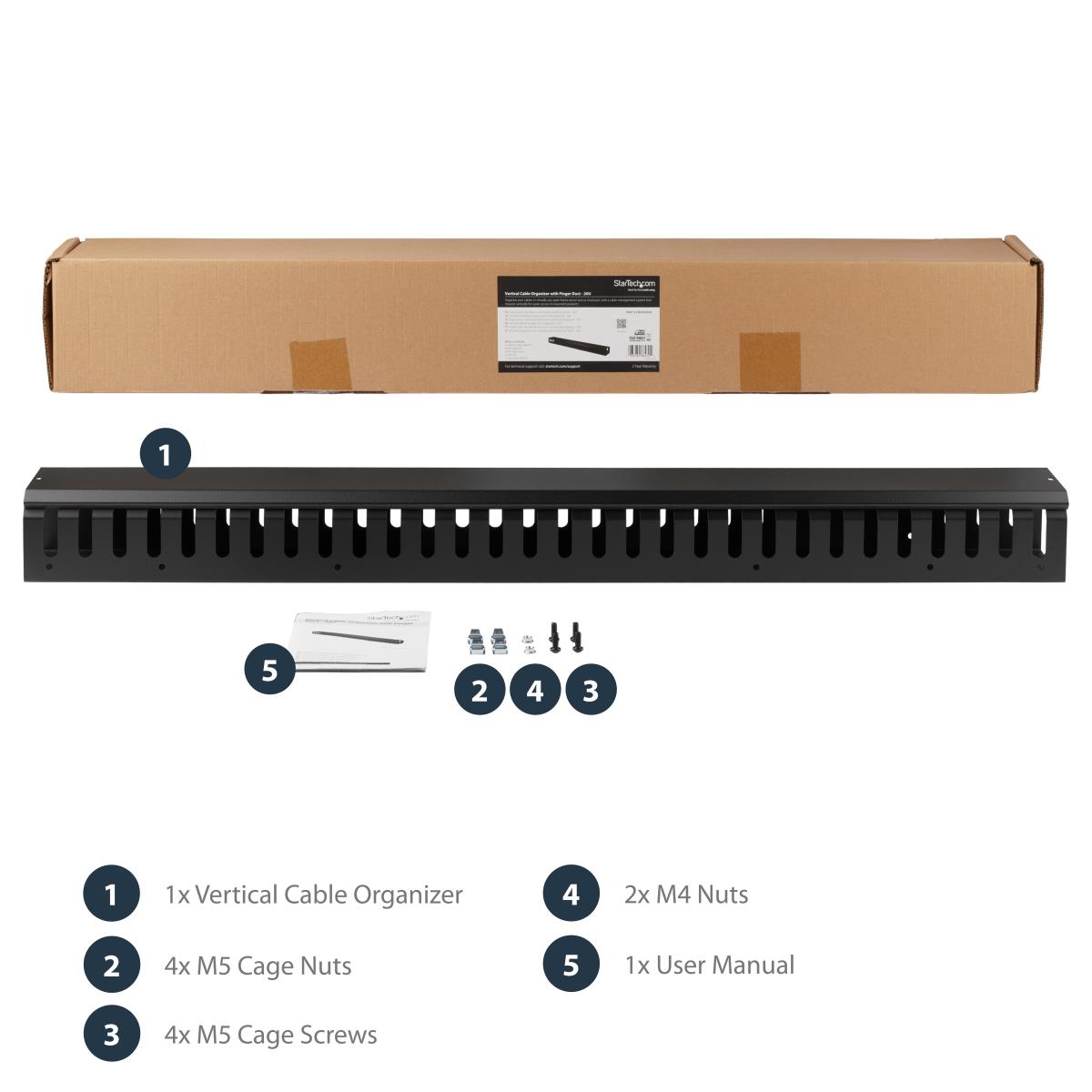 STARTECH.COM Vertical Cable Organizer With Finger Ducts - 0u - 3ft