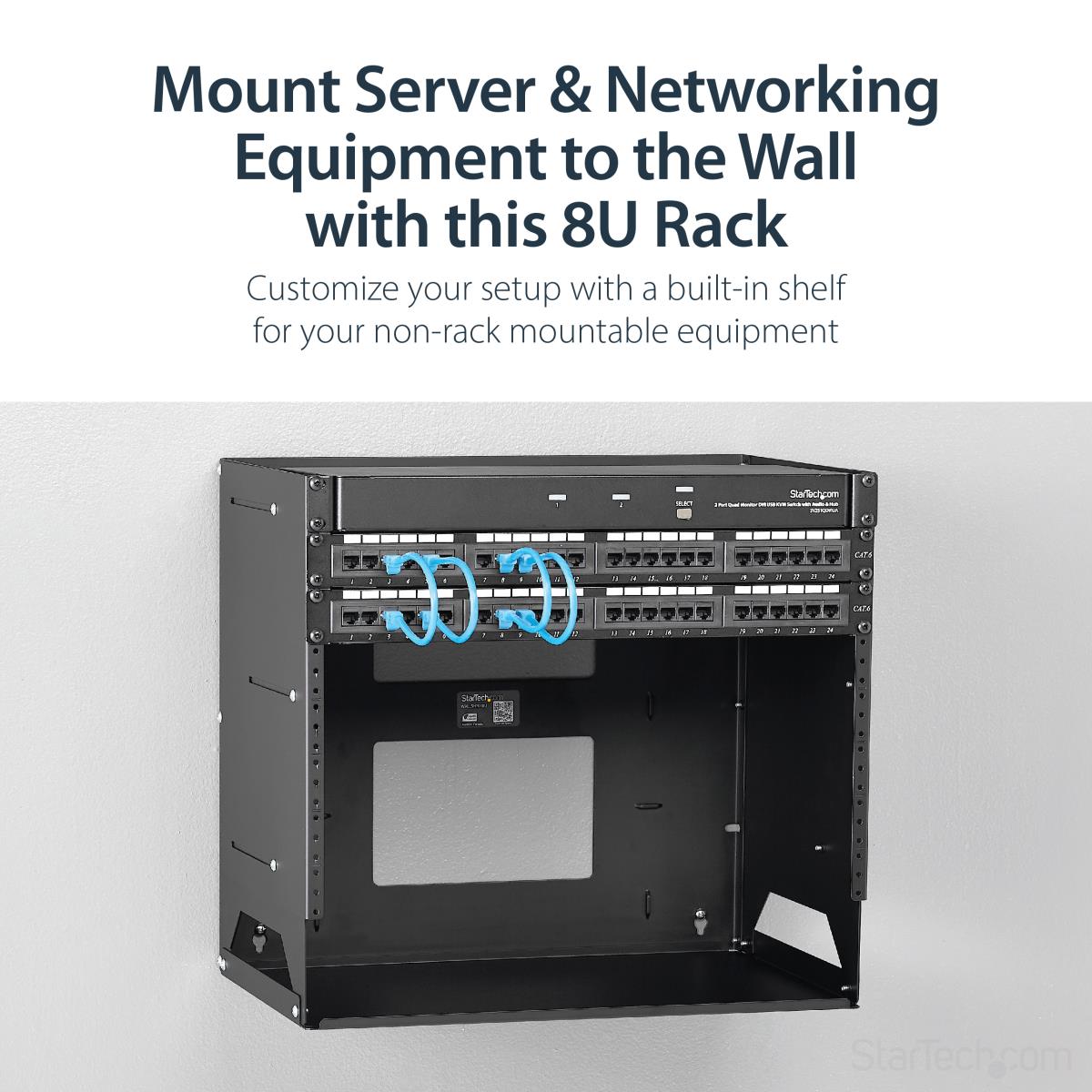 STARTECH.COM Wall-mountable Server Rack Wall Rack With Built-in Shelf 8u