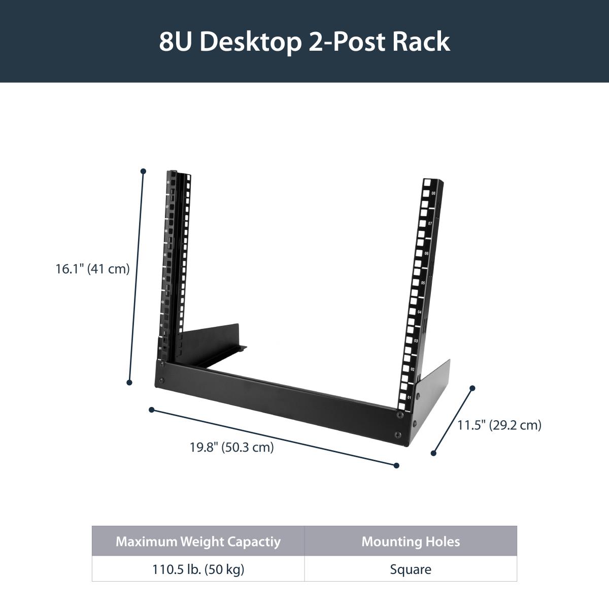 STARTECH.COM Desktop Rack 8u - 2-post Open Frame Rack