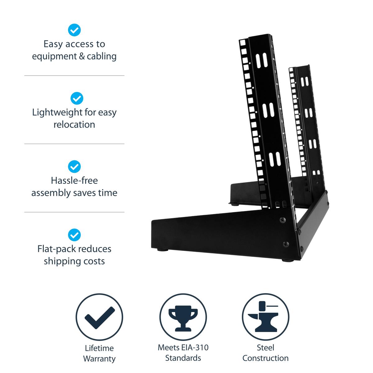 STARTECH.COM Desktop Rack 8u - 2-post Open Frame Rack