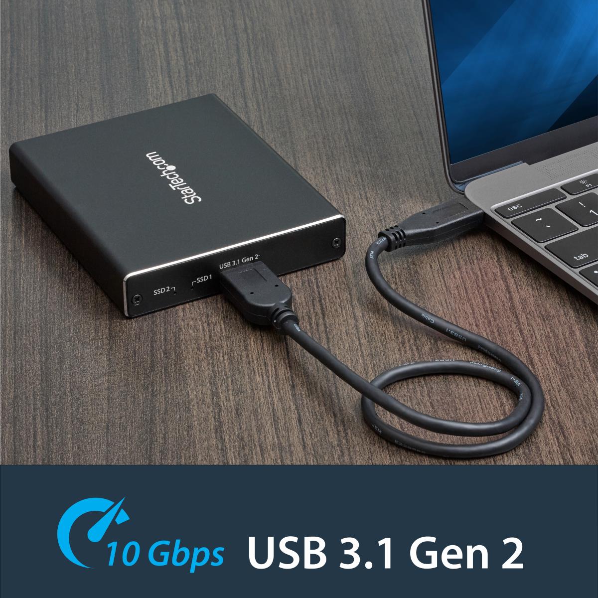 STARTECH.COM Dual Drive Enclosure M.2 SATA - Raid USB 3.1 Gen 2 USB C / USB A