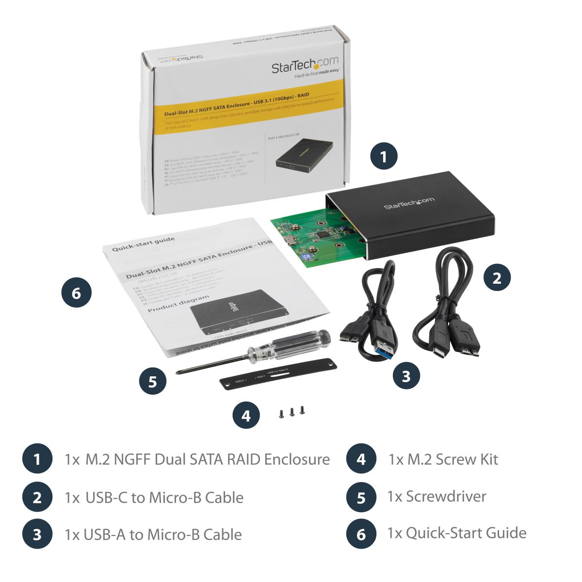 STARTECH.COM Dual Drive Enclosure M.2 SATA - Raid USB 3.1 Gen 2 USB C / USB A