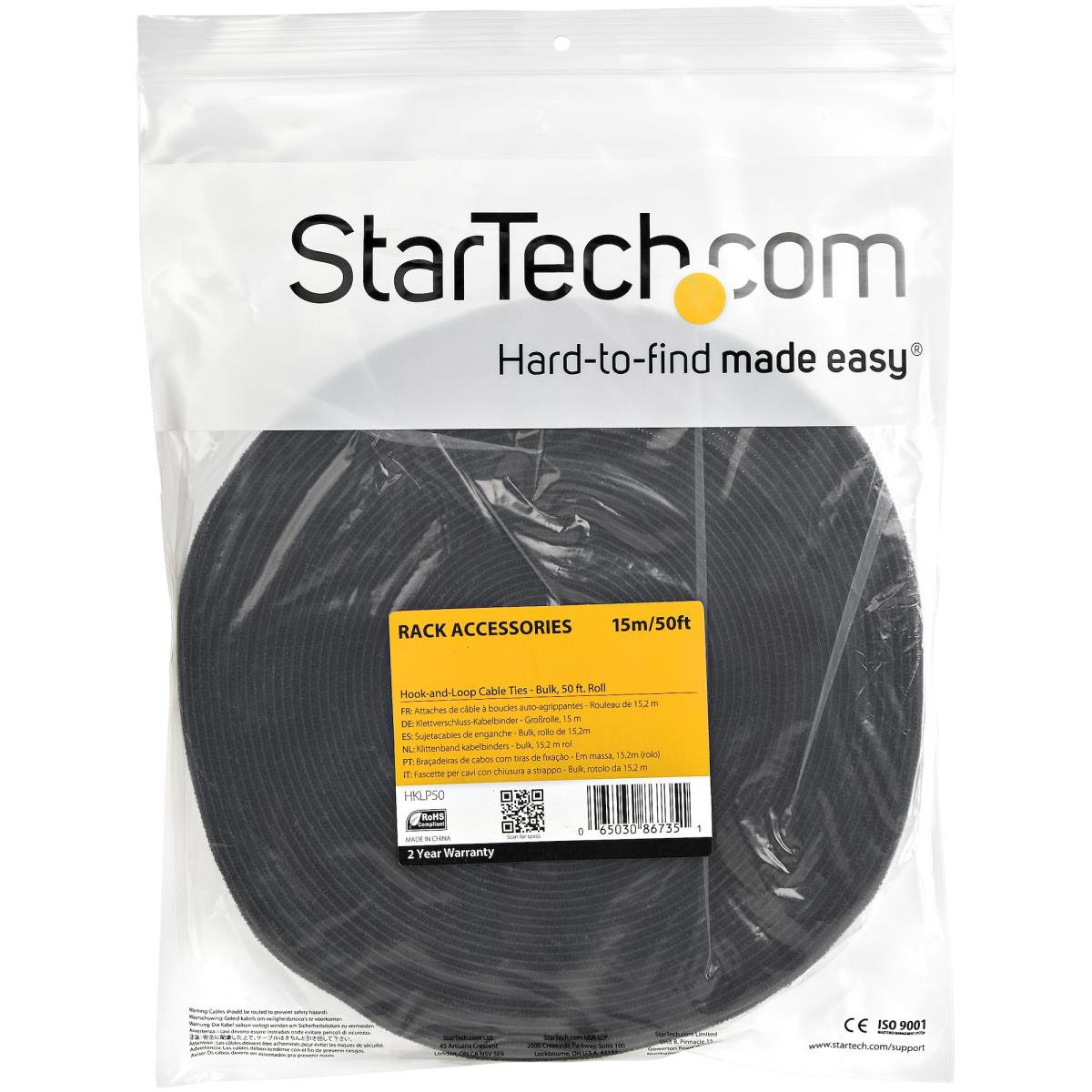 STARTECH.COM Hook-and-loop Cable Tie - 50ft Roll