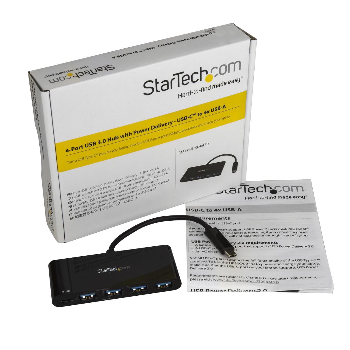 STARTECH.COM USB-c Hub With Power Delivery - USB-c To 4x USB-a - 4-port USB 3.0 Hub