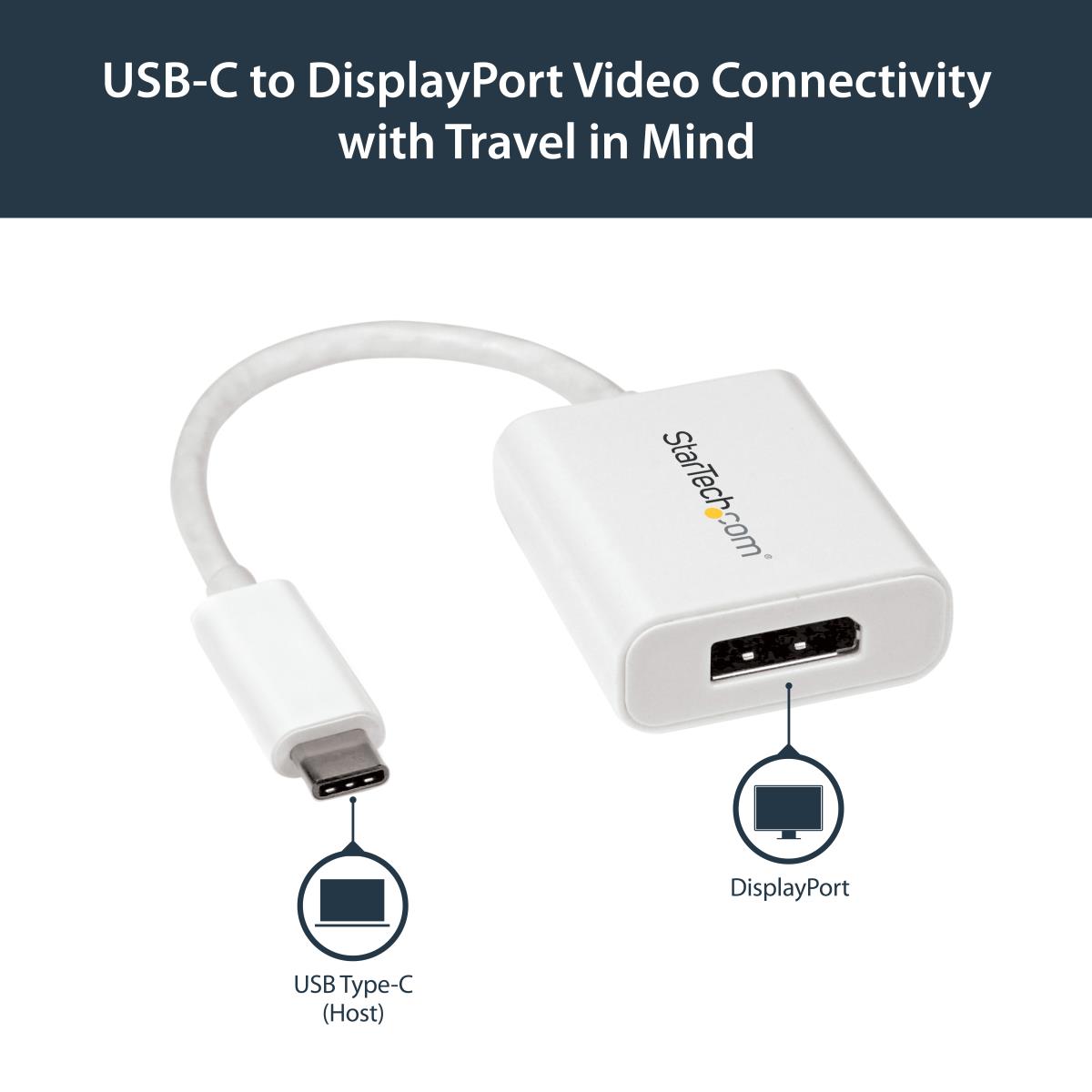 STARTECH.COM USB C To DisplayPort Adapter - 4k 60hz - White