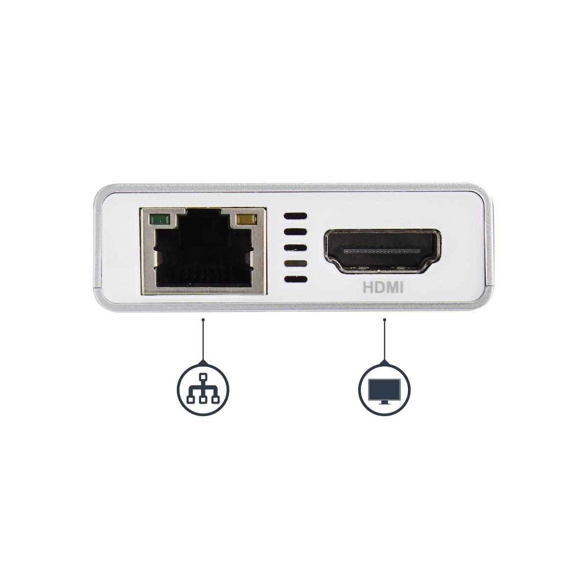 STARTECH.COM Docking Station - USB-c Multiport Adapter For Laptops - Power Delivery - 4k Hdmi - Gbe - USB 3.0 - Silver & White