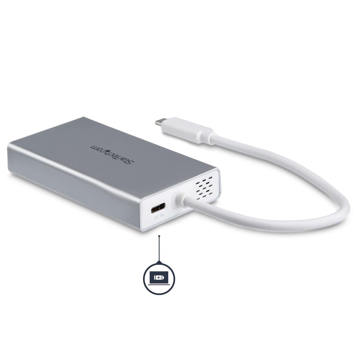 STARTECH.COM Docking Station - USB-c Multiport Adapter For Laptops - Power Delivery - 4k Hdmi - Gbe - USB 3.0 - Silver & White