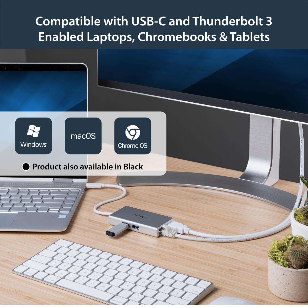 STARTECH.COM Docking Station - USB-c Multiport Adapter For Laptops - Power Delivery - 4k Hdmi - Gbe - USB 3.0 - Silver & White