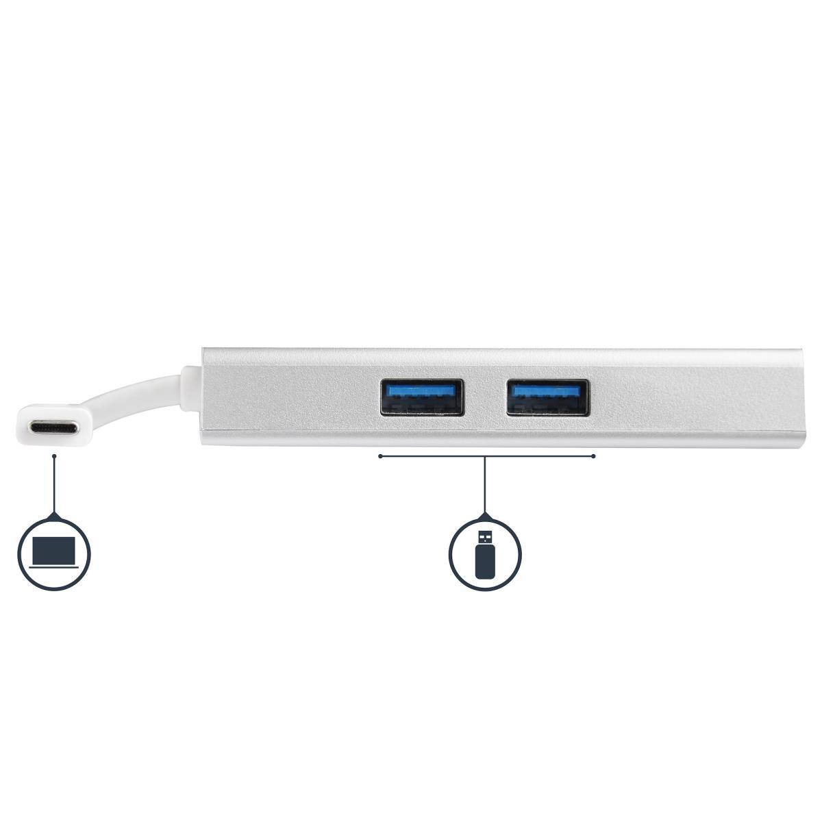 STARTECH.COM Docking Station - USB-c Multiport Adapter For Laptops - Power Delivery - 4k Hdmi - Gbe - USB 3.0 - Silver & White