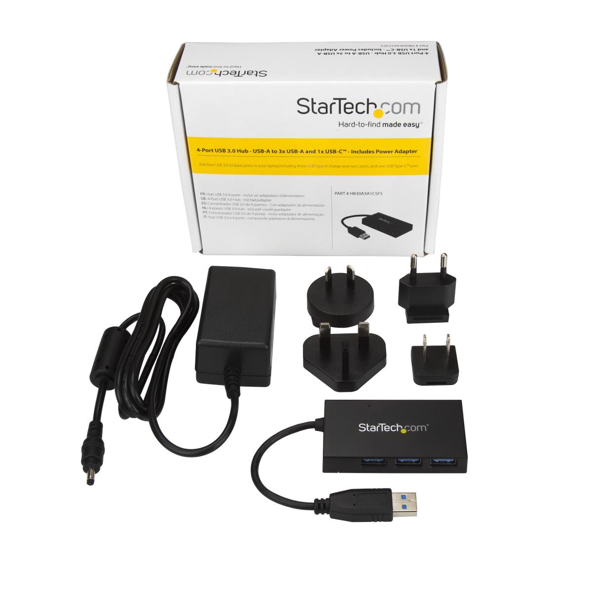 STARTECH.COM USB Hub - 4port - USB A To USB A And USB C - With Power Adapter