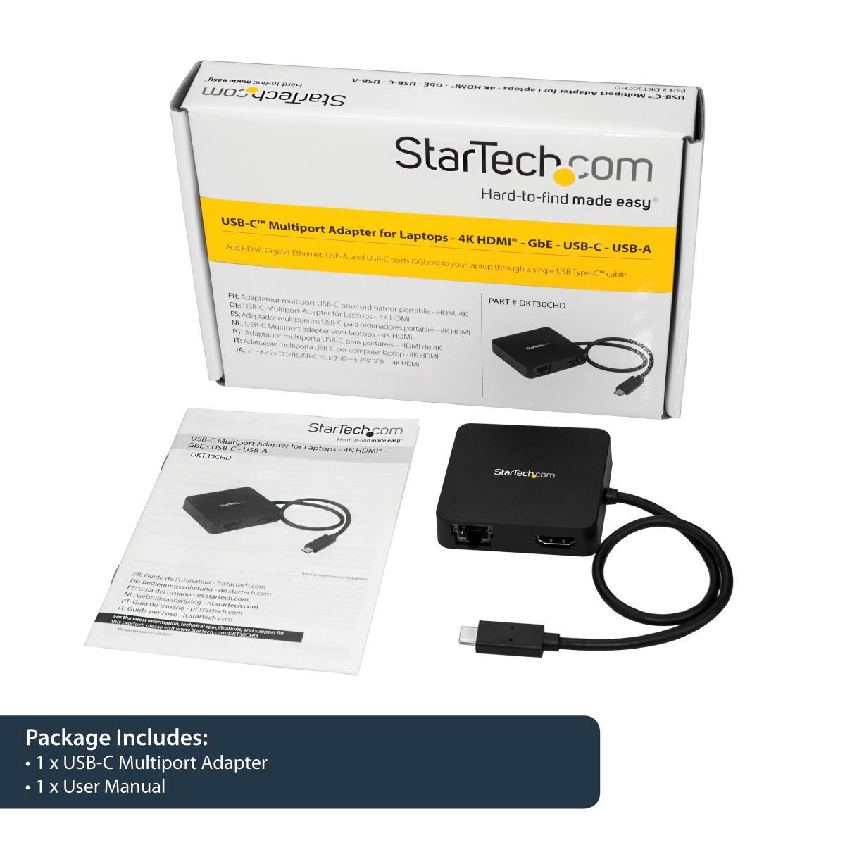STARTECH.COM USB-c Multiport Adapter - With 4k Hdmi Gbe USB-c USB-a Ports
