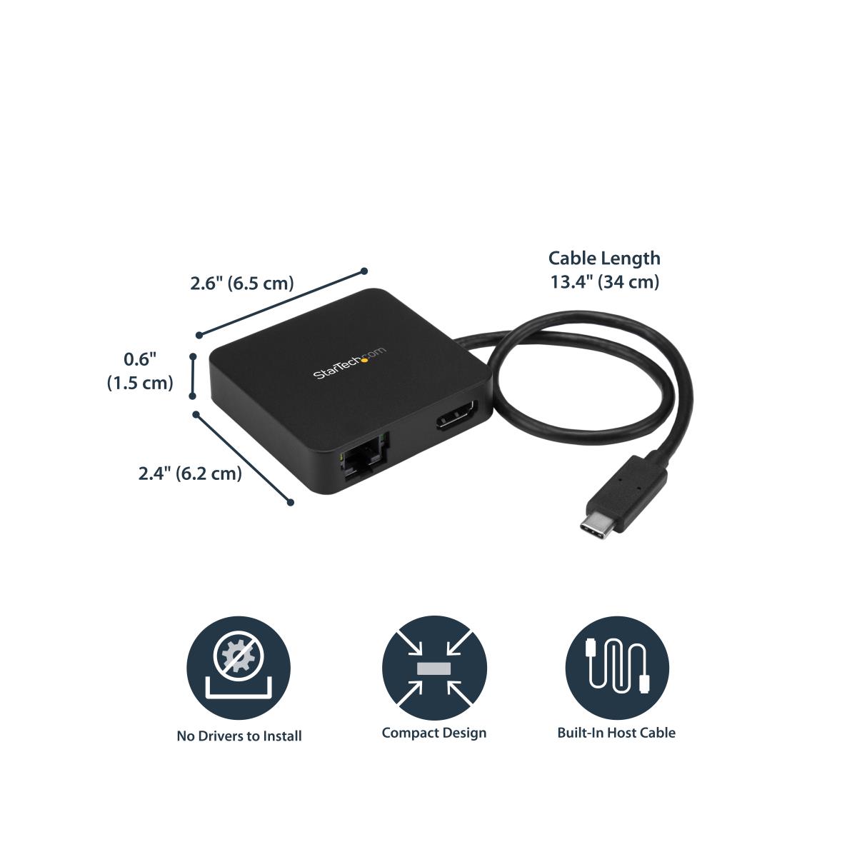 STARTECH.COM USB-c Multiport Adapter - With 4k Hdmi Gbe USB-c USB-a Ports