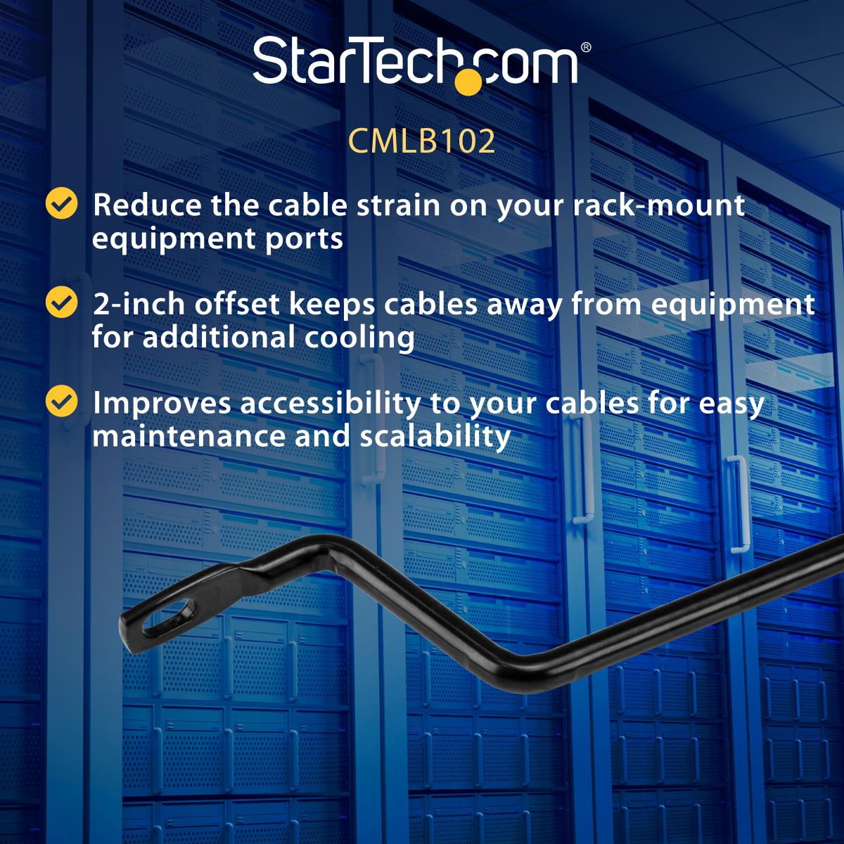 STARTECH.COM Horizontal Cable Lacing Bars With 2 In. Offset For Racks - 10 Pack