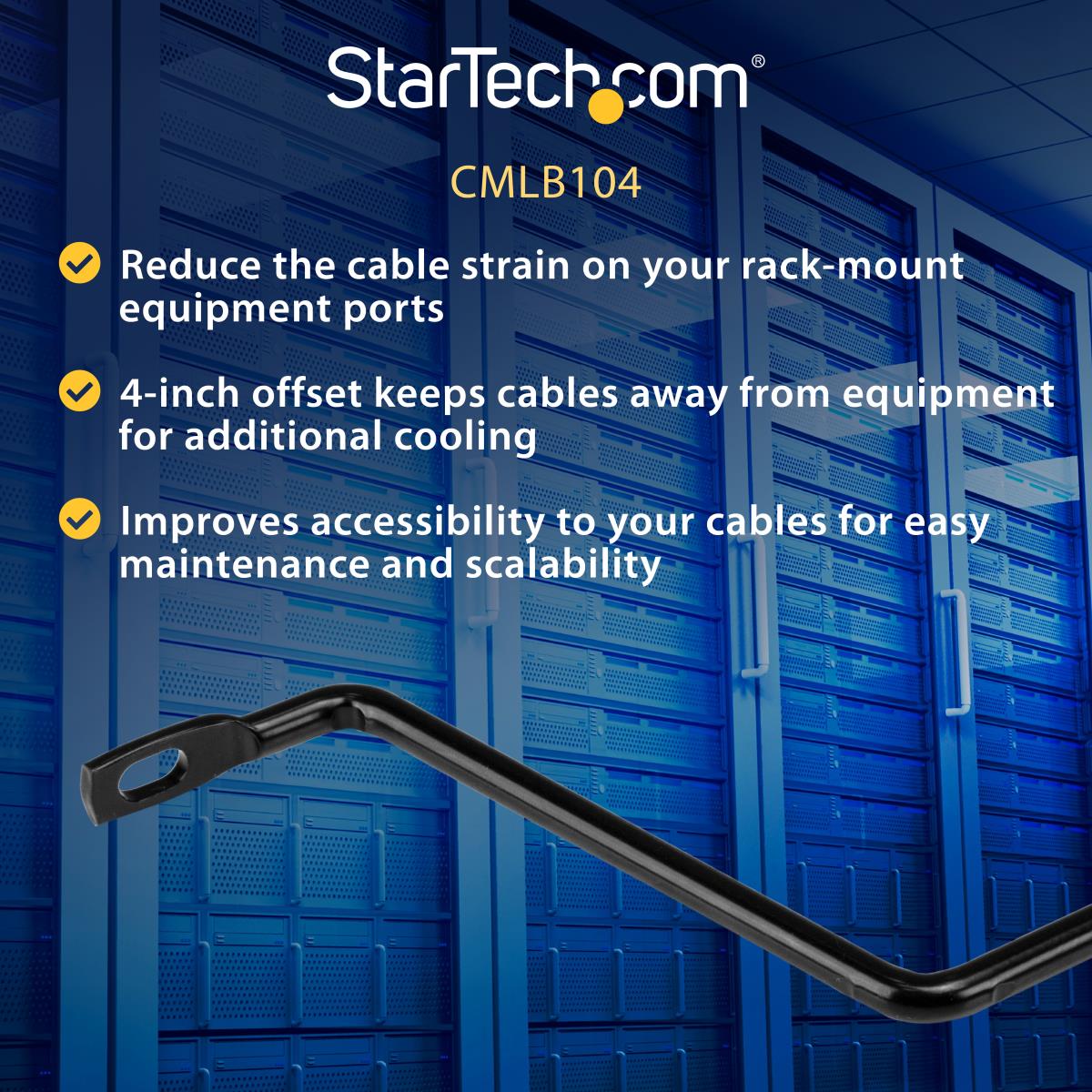 STARTECH.COM Horizontal Cable Lacing Bars With 4 In. Offset For Racks - 10 Pack