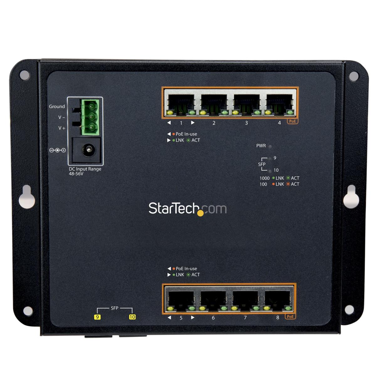 STARTECH.COM Gigabit Ethernet Switch 8-port Poe+ Plus 2 Sfp Ports-8-port Managed Switch
