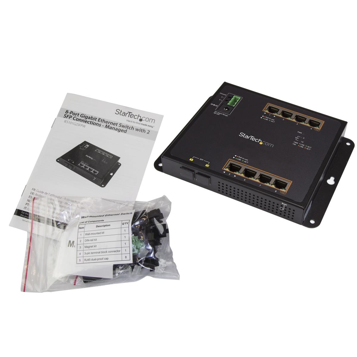 STARTECH.COM Gigabit Ethernet Switch 8-port Poe+ Plus 2 Sfp Ports-8-port Managed Switch