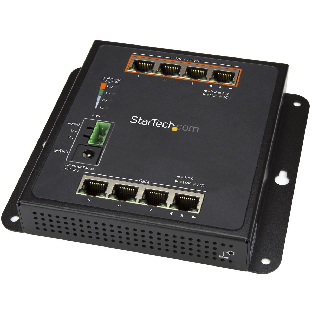 STARTECH.COM Gigabit Ethernet Switch 8-port (4x Poe +) L2 Managed Switch - Wall Mount