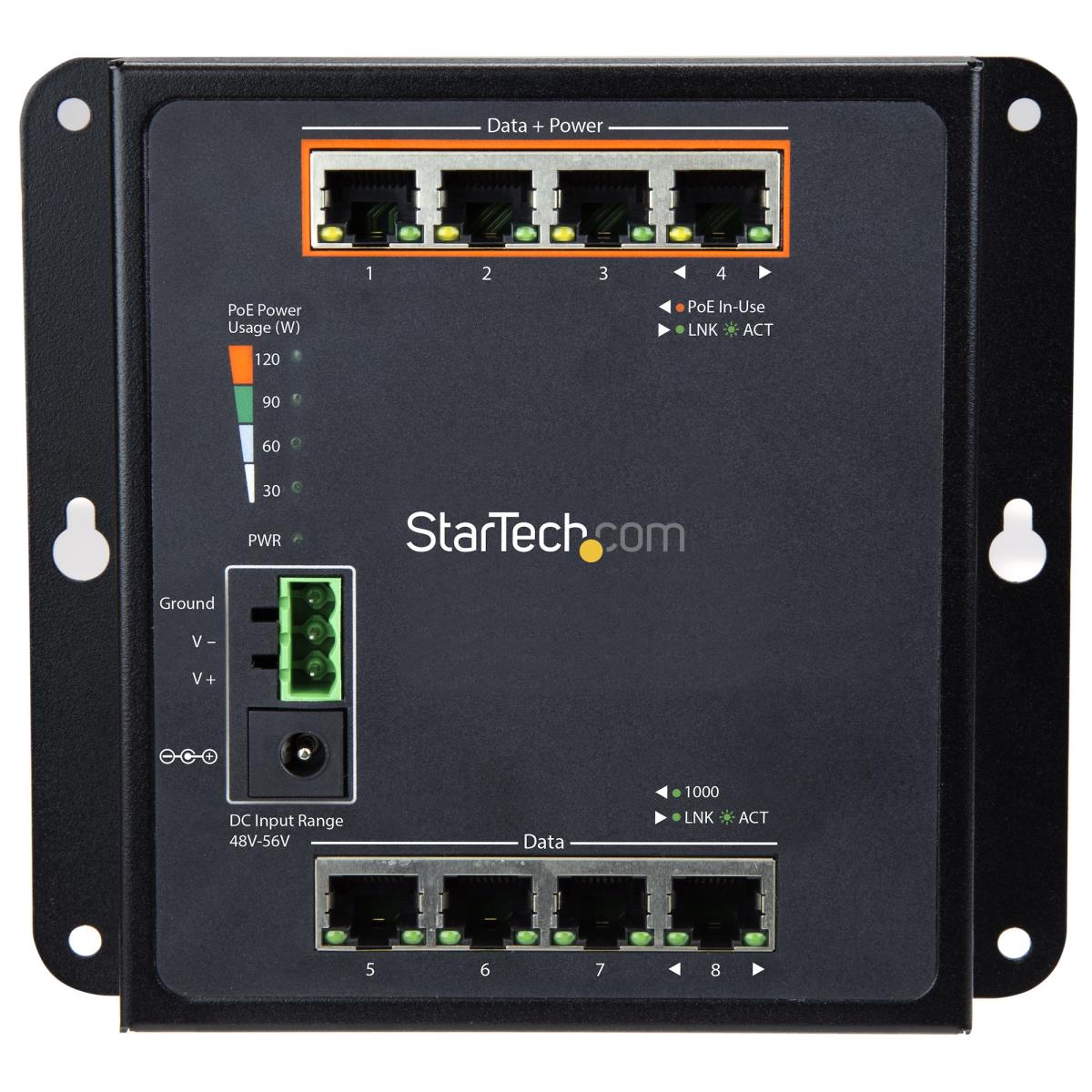 STARTECH.COM Gigabit Ethernet Switch 8-port (4x Poe +) L2 Managed Switch - Wall Mount
