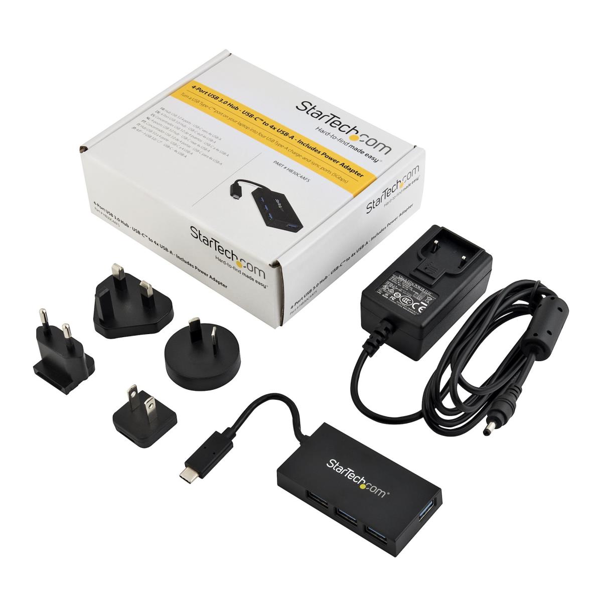 STARTECH.COM USB C Hub 4port With Power Adapter - Type C To A - USB 3.0