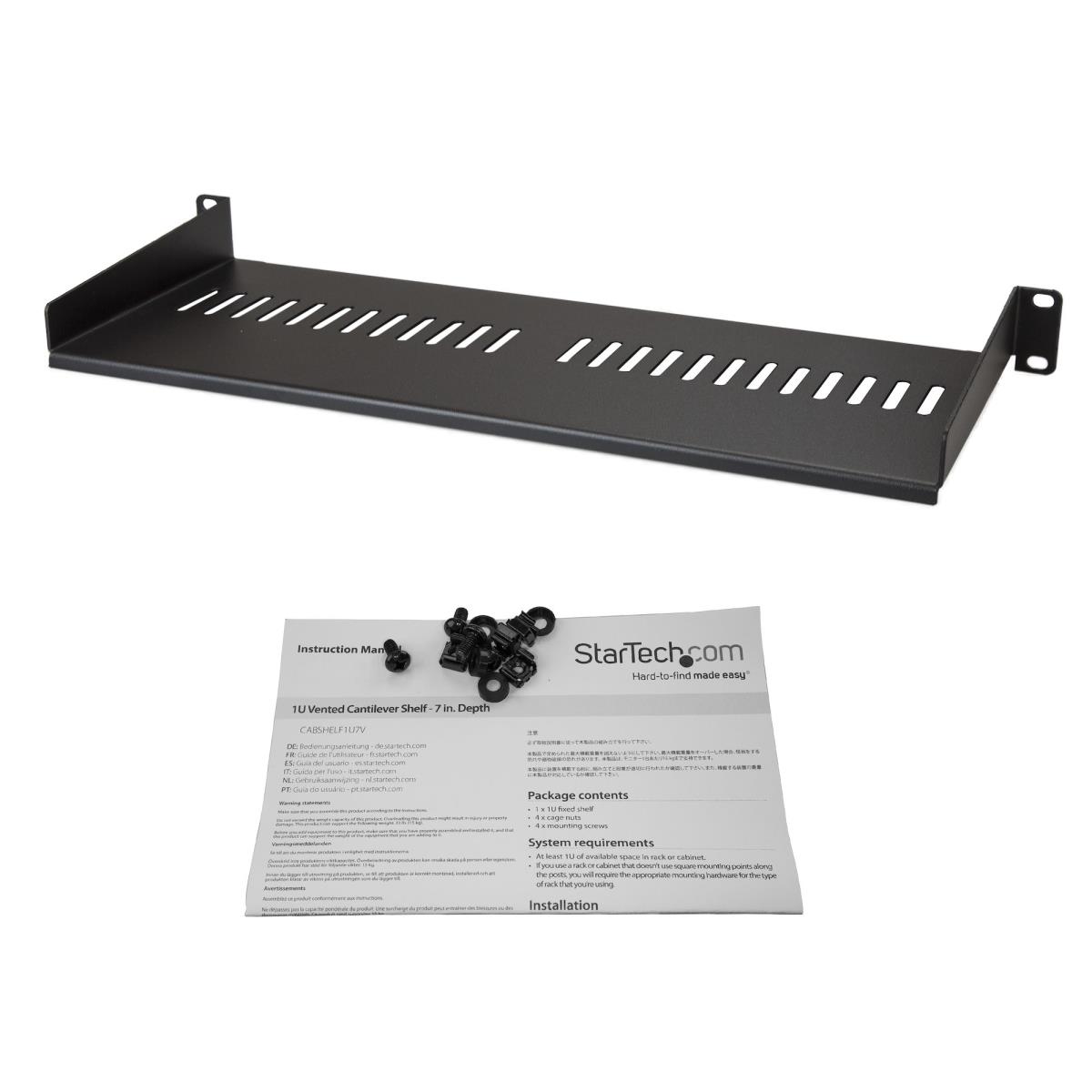 STARTECH.COM Vented 1u Rack Shelf - 7in 177.8 Mm Deep 1u Shelf - Vented