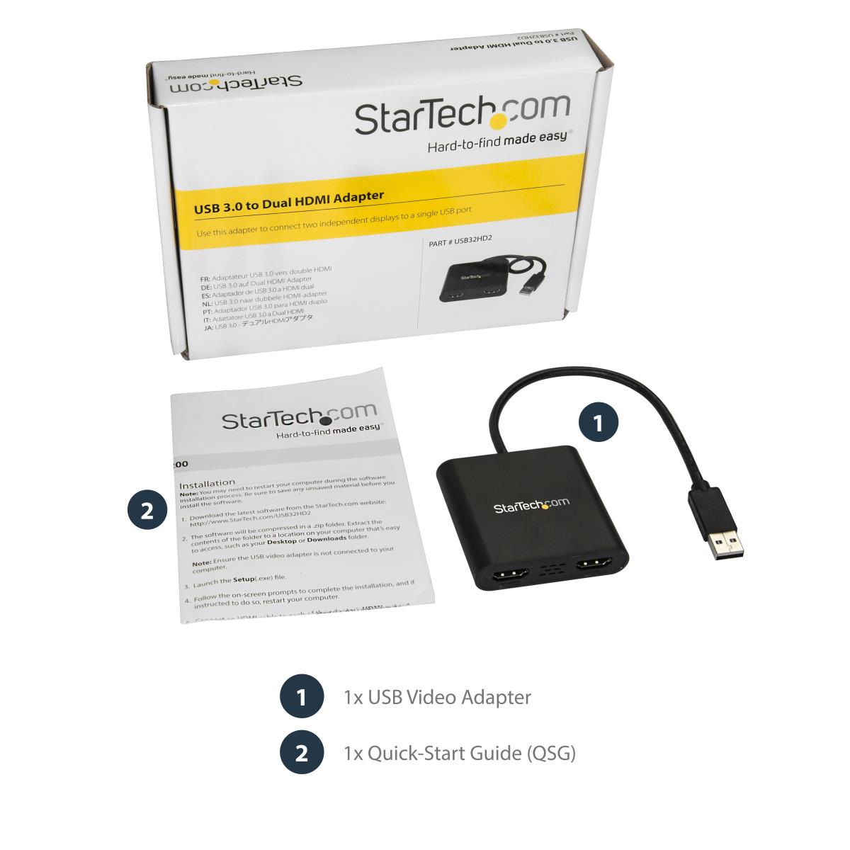 STARTECH.COM USB To Dual Hdmi Adapter - 4k