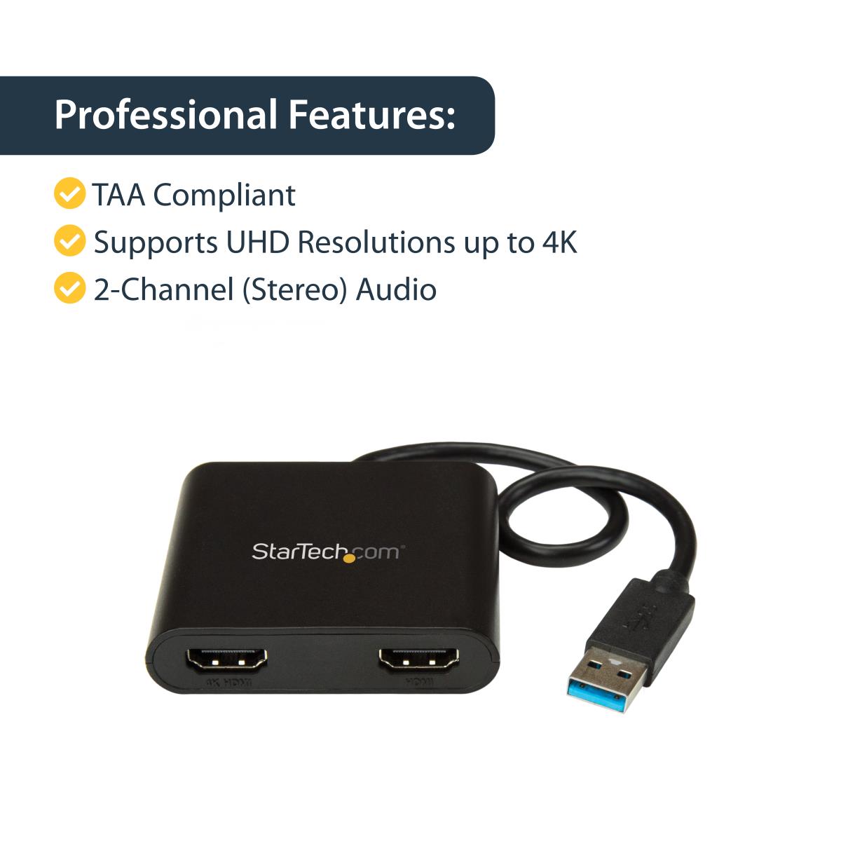 STARTECH.COM USB To Dual Hdmi Adapter - 4k