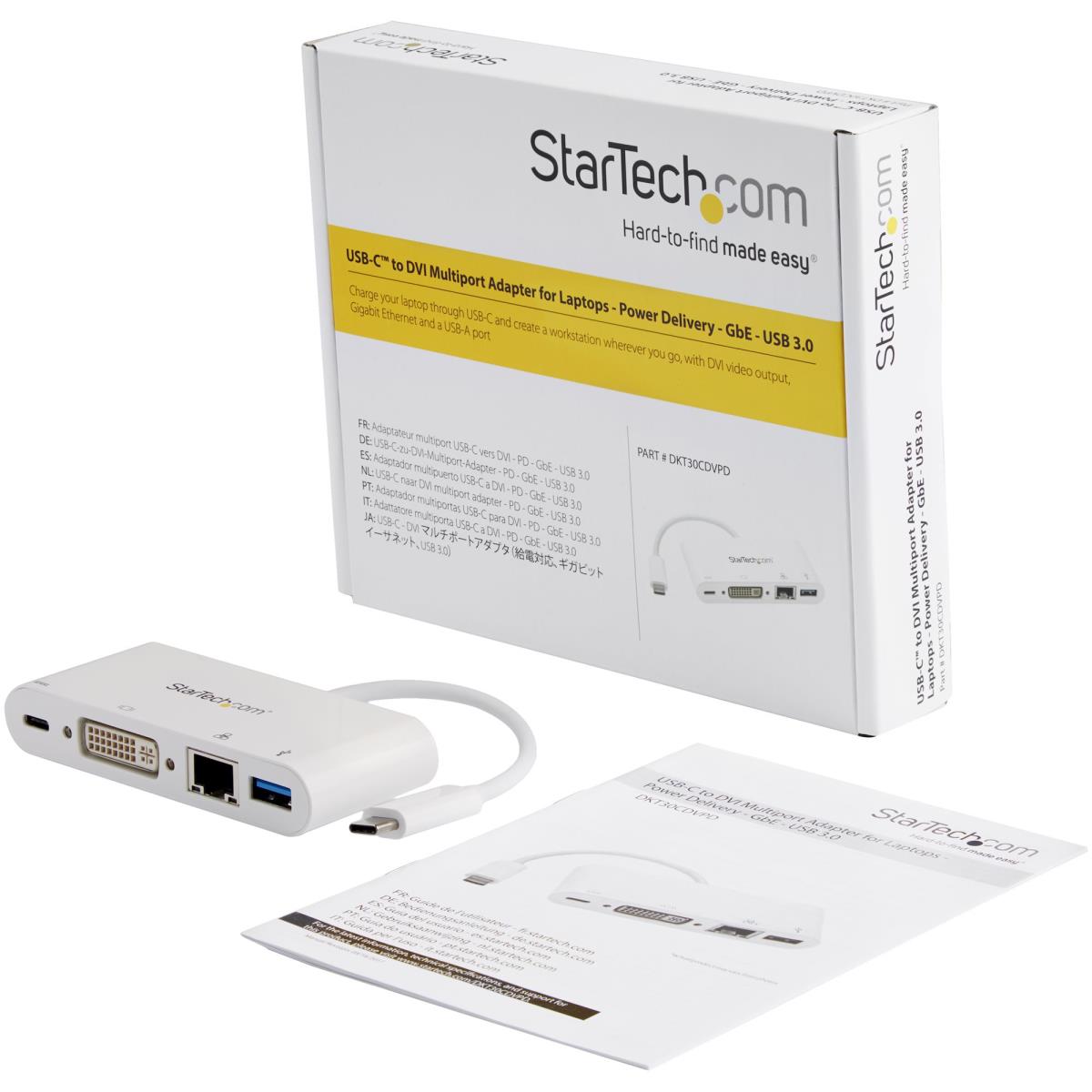 STARTECH.COM USB-c Multiport Adapter - With Power Delivery DVI Gbe - USB 3