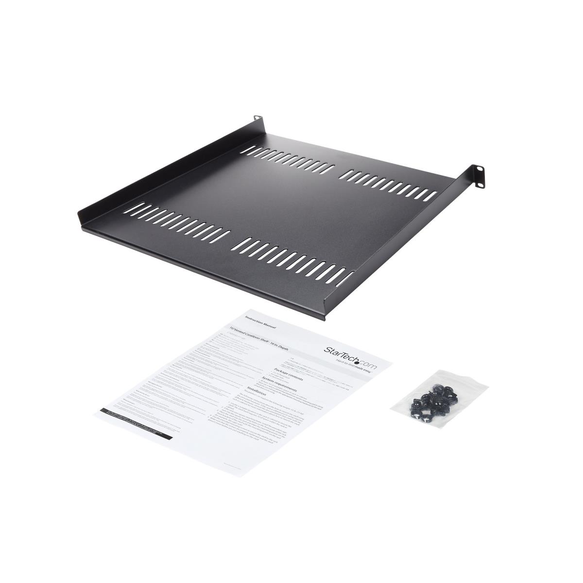 STARTECH.COM 1u Vented Rack Shelf - 16 In 177.8 Mm Deep 1u Shelf - Vented