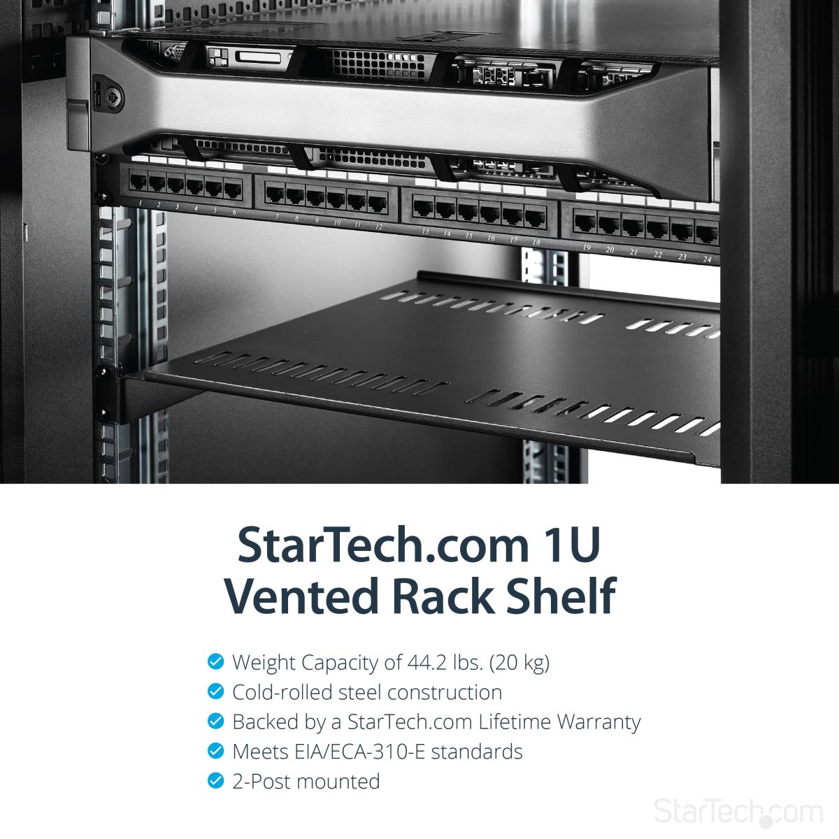 STARTECH.COM 1u Vented Rack Shelf - 16 In 177.8 Mm Deep 1u Shelf - Vented