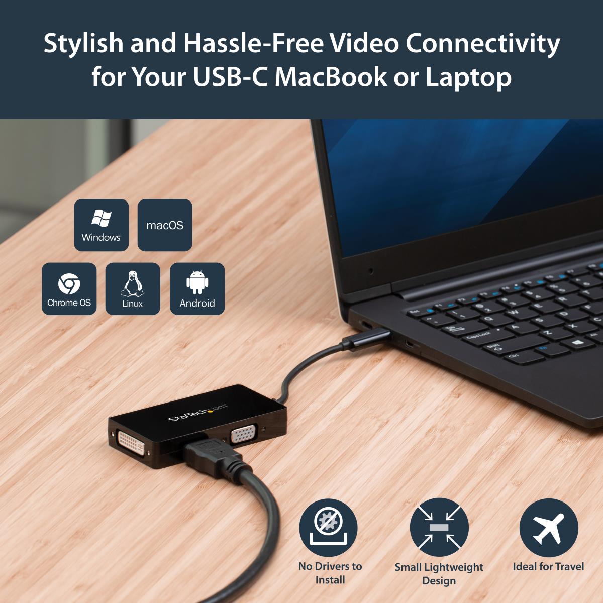 STARTECH.COM Video Converter 3-in-1 - USB Type C To Vga DVI Or Hdmi - 4k
