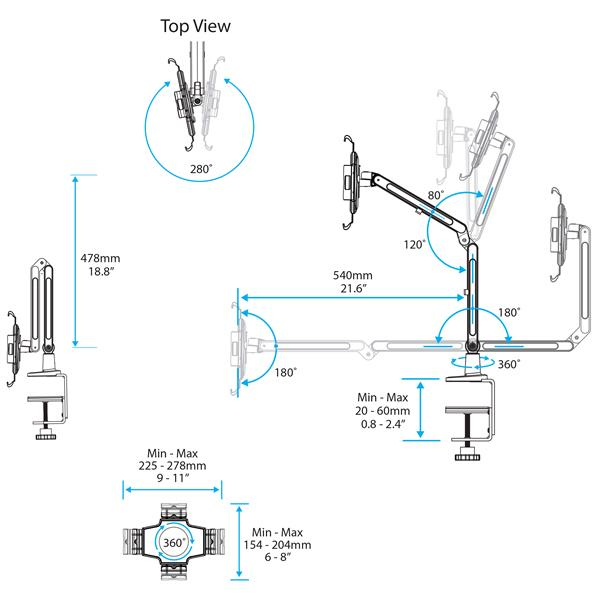 STARTECH.COM Desk Mountable Tablet Stand With Articulating Arm White