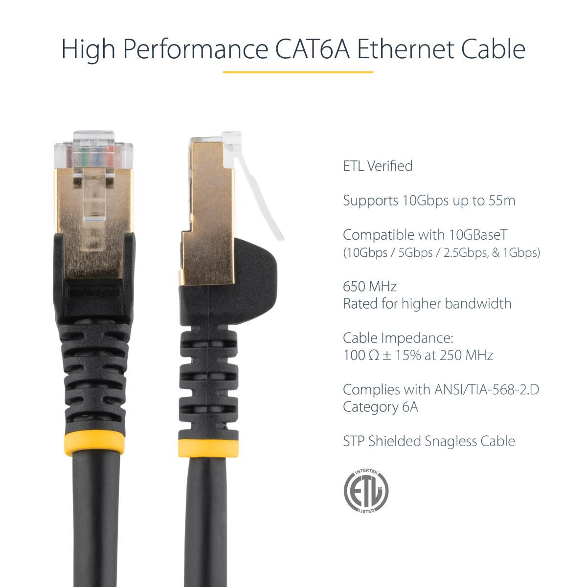 STARTECH.COM Patch Cable - CAT6a - Stp - 50cm - Black