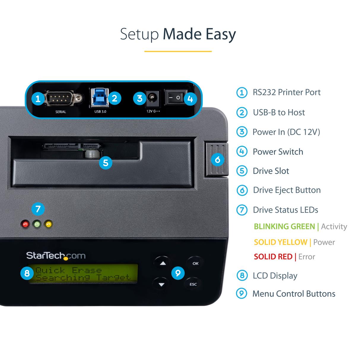 STARTECH.COM Docking Station - Hard Drive Eraser Standalone W/ 4kn Support