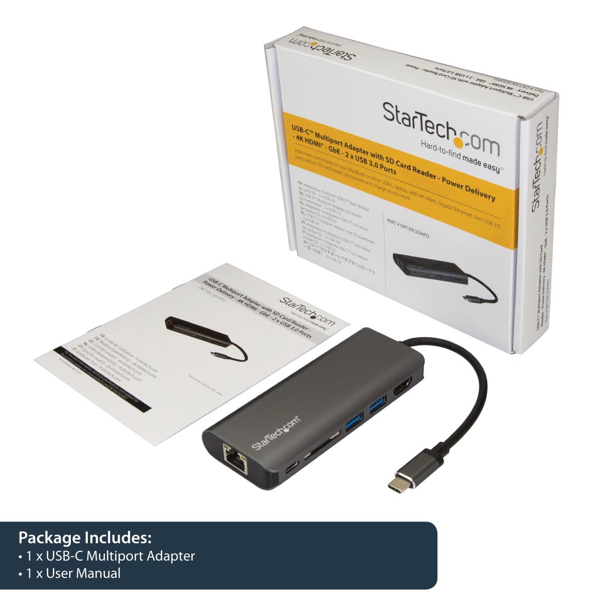 STARTECH.COM USB-c Multiport Adapter With Sd Pd - 4k Hdmi - Gbe - 2x USB-a
