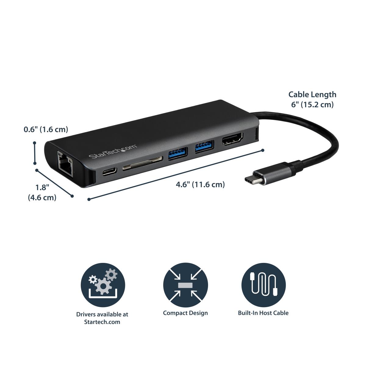 STARTECH.COM USB-c Multiport Adapter With Sd Pd - 4k Hdmi - Gbe - 2x USB-a