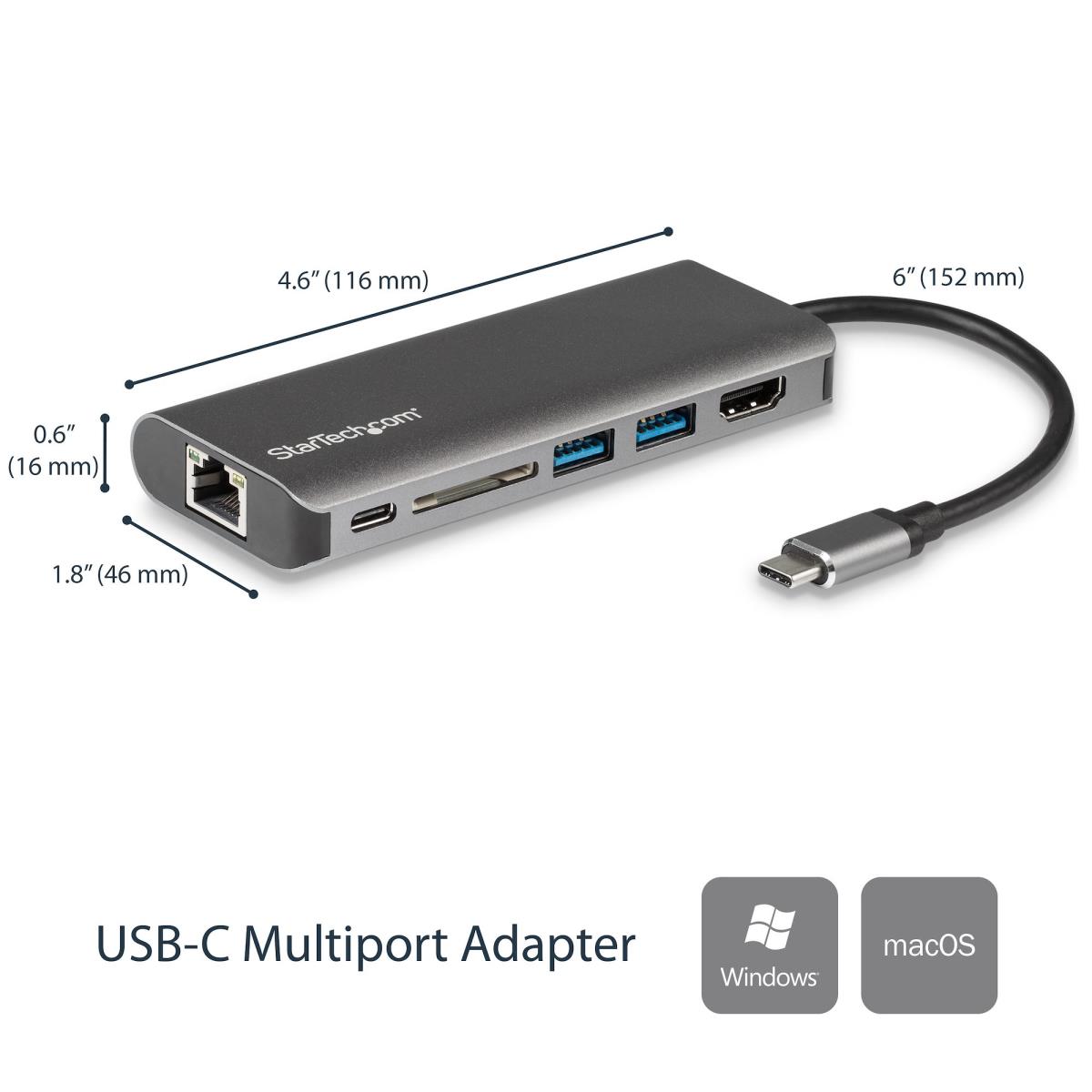 STARTECH.COM USB-c Multiport Adapter With Sd Pd - 4k Hdmi - Gbe - 2x USB-a